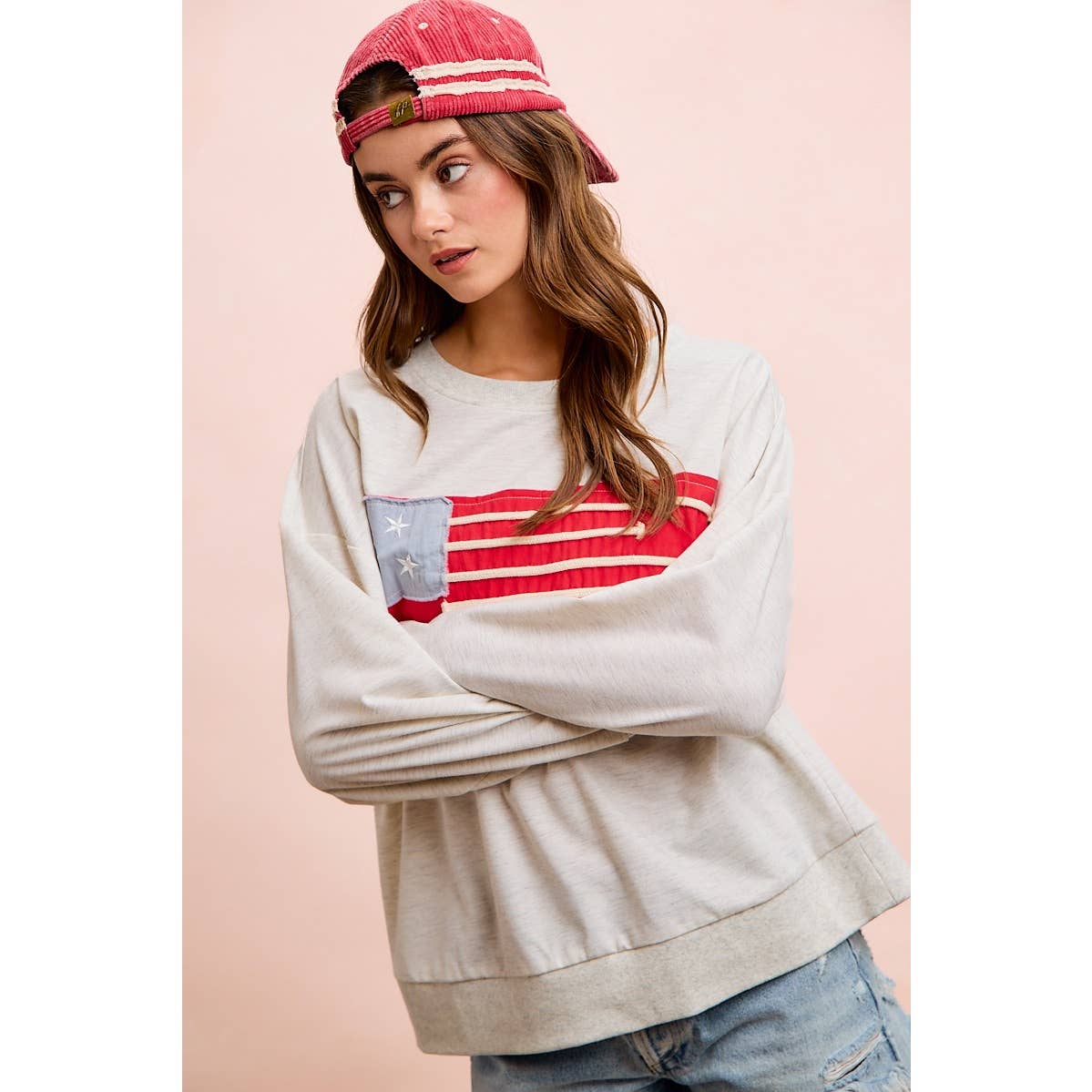 Liberty Lane American Flag Patch Top