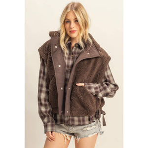 Cool Weather Vibes Sherpa Vest with Tie-Up Side Details