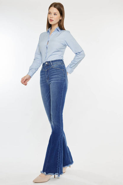 Western KanCan High Rise Frayed Hem Flare Jeans