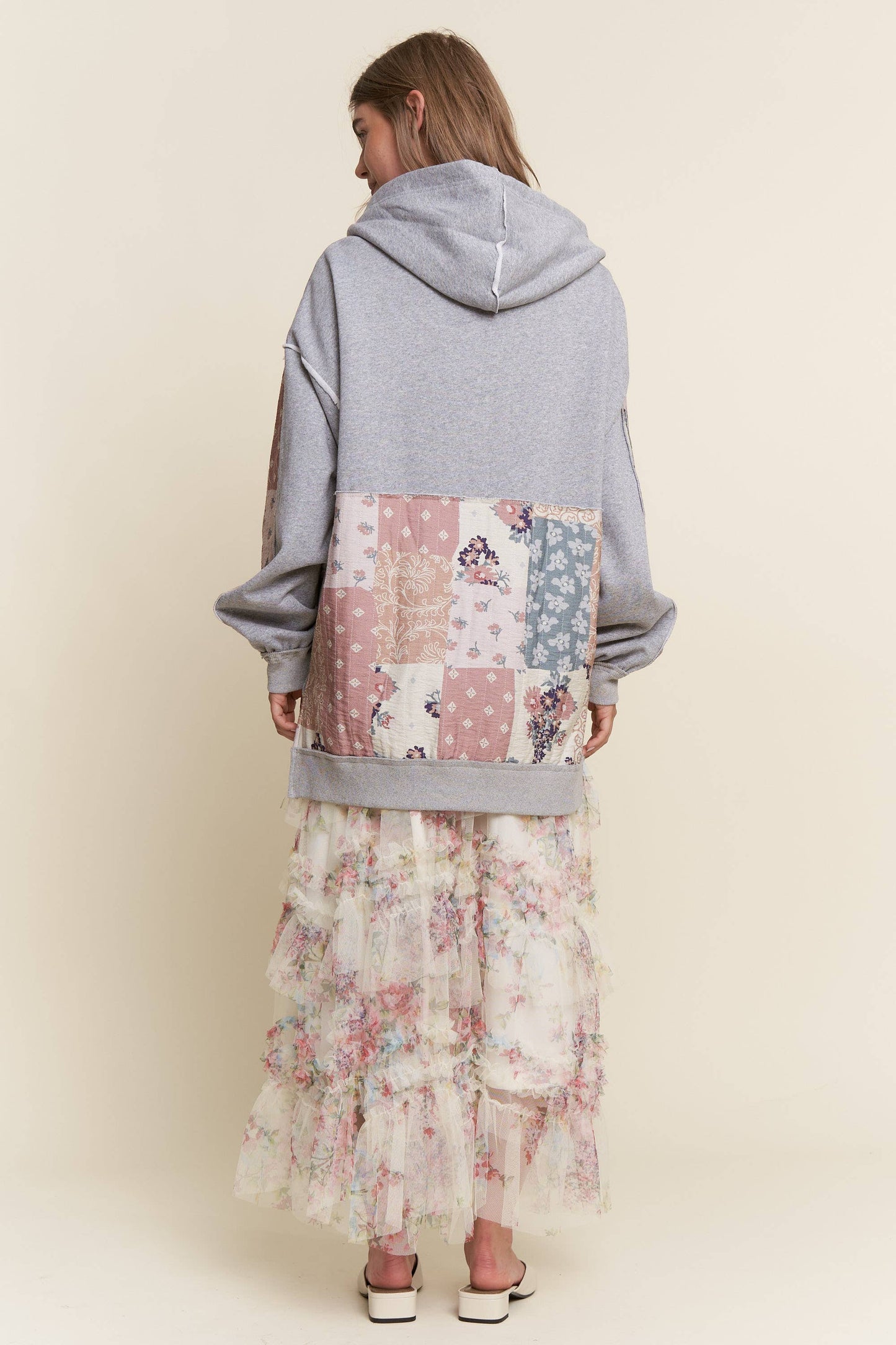 Multi Pattern Patchwork Zipper Hoodie