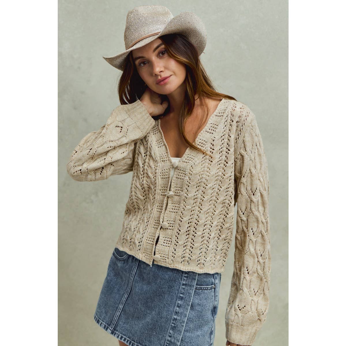 SWEATER WEAVING CARDIGAN TOP