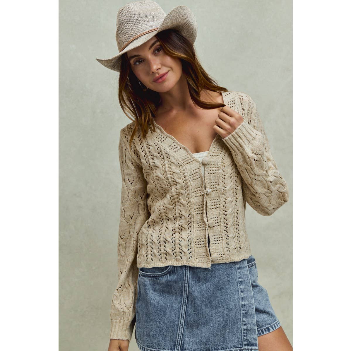 SWEATER WEAVING CARDIGAN TOP