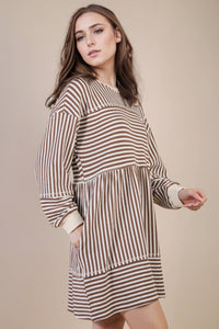 Cider Season Oversized Striped Casual Knit Mini Dress
