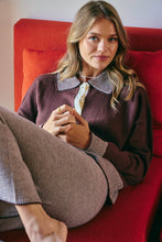 Load image into Gallery viewer, COZY CABIN PINSTRIPE HENLEY POLO SWEATER TOP