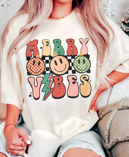 Retro Merry Vibes Graphic Tee