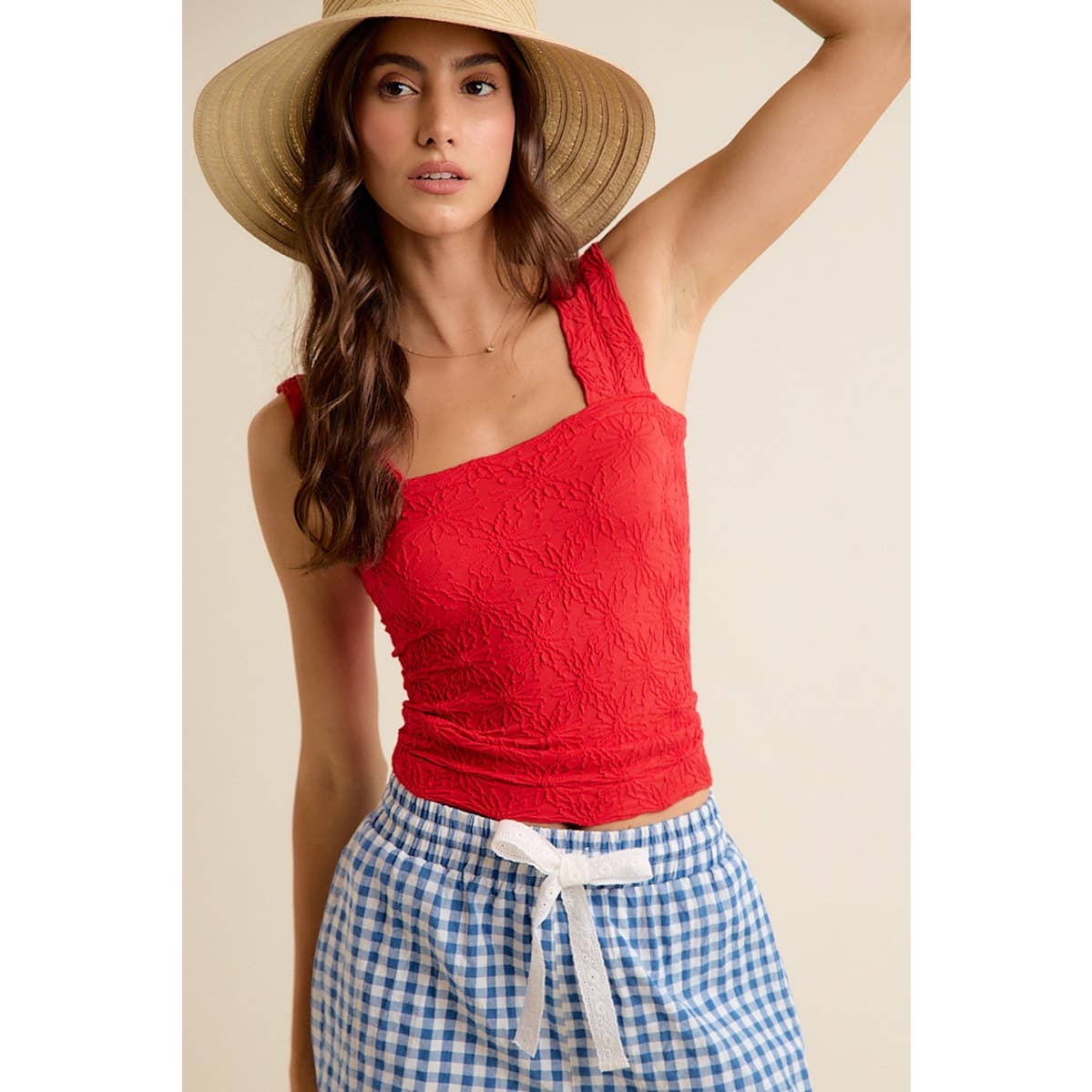 Always In Bloom Floral Jacquard Seamless Tank Top