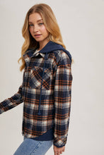 Load image into Gallery viewer, Wrapped in Warmth Button Down Contrast Hooded Plaid Jacket/Shacket