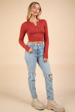 Load image into Gallery viewer, The Clean Slate Fitted Crop Henley Top