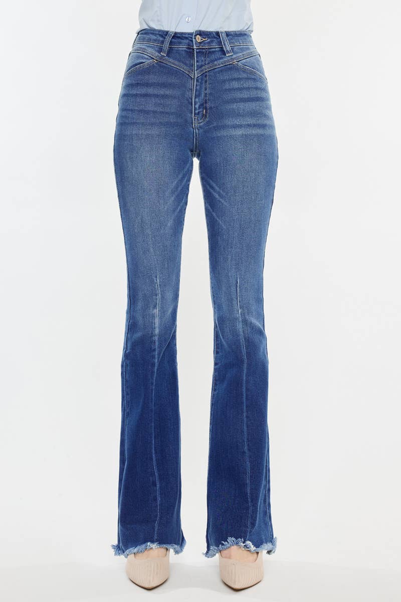 Western KanCan High Rise Frayed Hem Flare Jeans