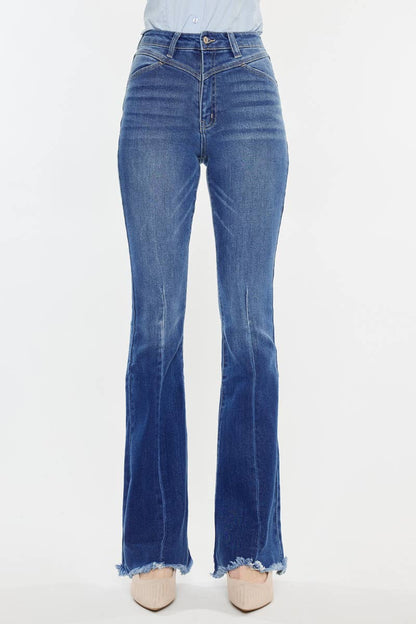 Western KanCan High Rise Frayed Hem Flare Jeans