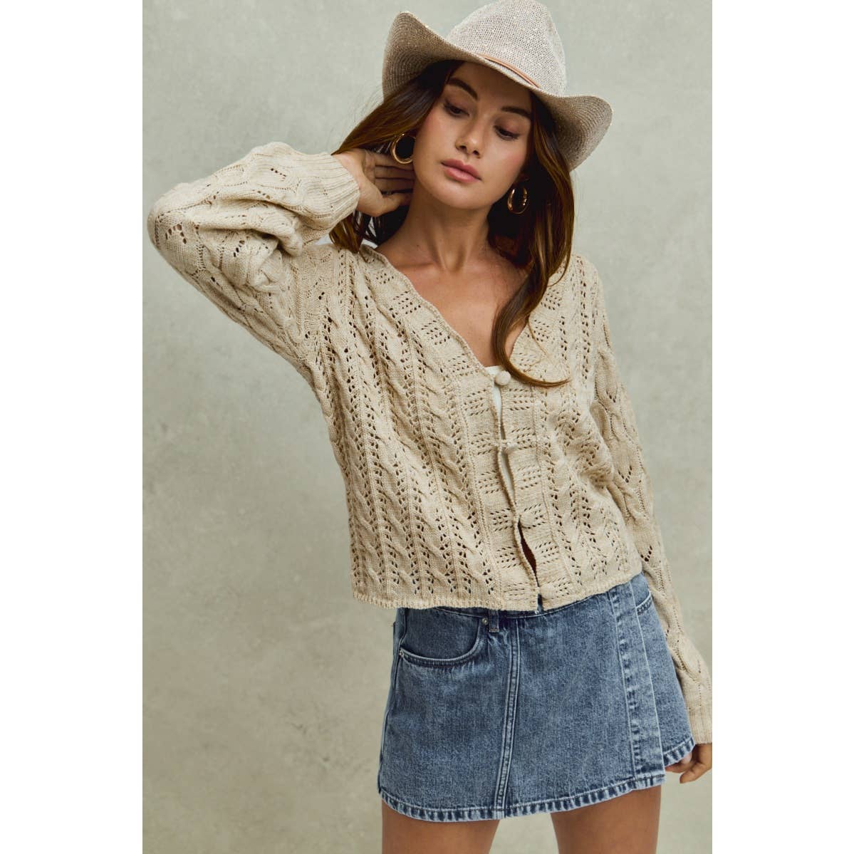 SWEATER WEAVING CARDIGAN TOP