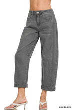 Load image into Gallery viewer, Splash of Color Barrel-Leg Cropped Denim Pants