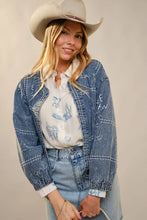 Load image into Gallery viewer, This Ain’t My First Rodeo Western Embroidery Puff Sleeve Denim Jacket
