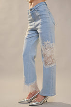 Load image into Gallery viewer, Lace Patchwork Straight Leg Jeans