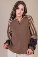 Load image into Gallery viewer, Mixed Emotions Oversized Floral &amp; Stripe Knit Top