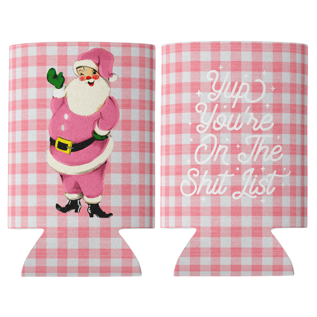 Funny Christmas Santa Shit List Can Cooler