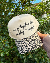 Load image into Gallery viewer, Whiskey &amp; Regrets Leopard Canvas Trucker Hat