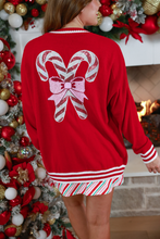 Load image into Gallery viewer, Candy Cane Relaxed Cardigan