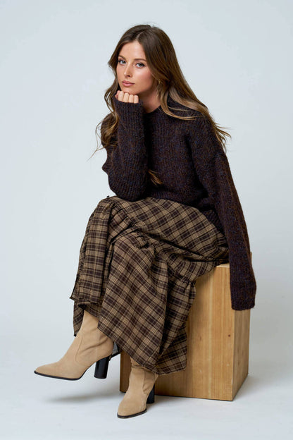 MOCK NECK LONG SLEEVE OVERSIZED KNIT SWEATER
