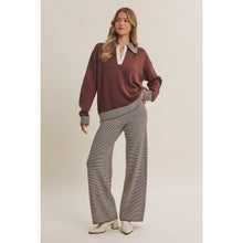 Load image into Gallery viewer, COZY CABIN PINSTRIPE HENLEY POLO SWEATER TOP
