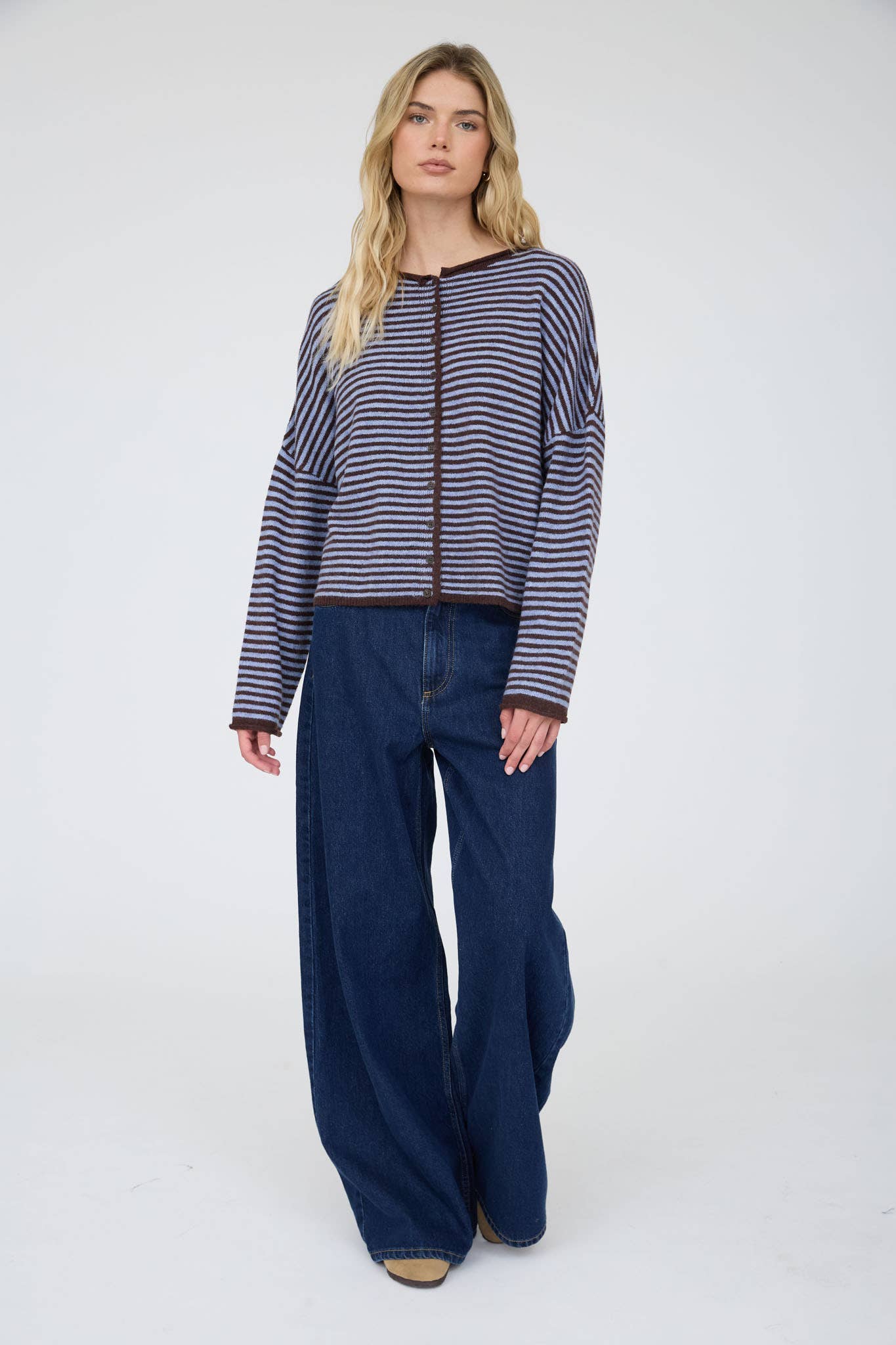 Soft Seasons Striped Cardigan