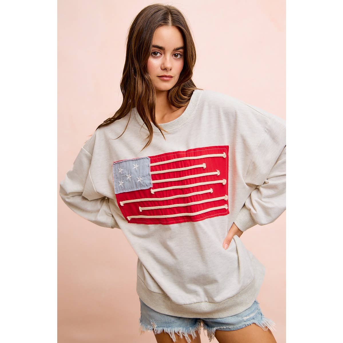 Liberty Lane American Flag Patch Top