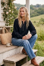 Load image into Gallery viewer, Sunday Social Henley Balloon Sleeve Sweater