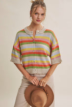 Load image into Gallery viewer, MAPLE STREET MULTI-STRIPE BUTTON-DOWN SWEATER CARDIGAN