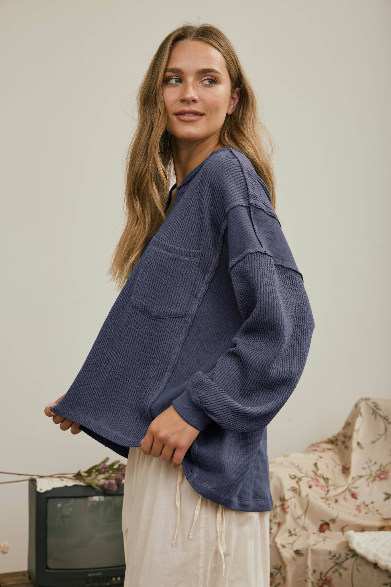 Easy Does It Split Neck Knit Top