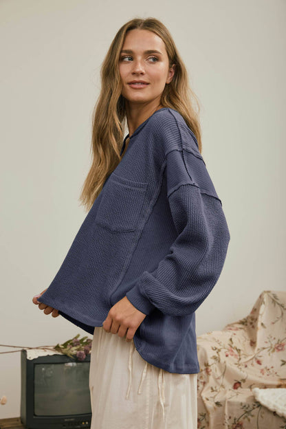 Easy Does It Split Neck Knit Top