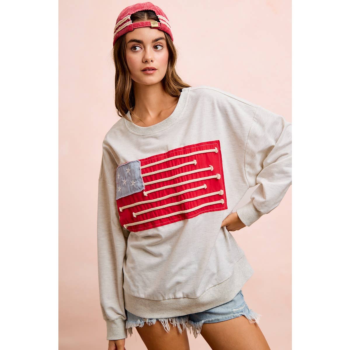 Liberty Lane American Flag Patch Top