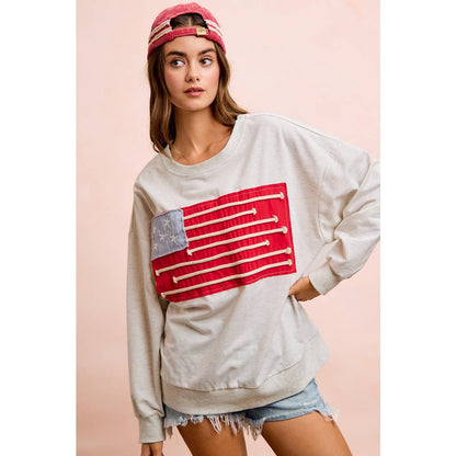 Liberty Lane American Flag Patch Top