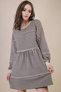 Cider Season Oversized Striped Casual Knit Mini Dress