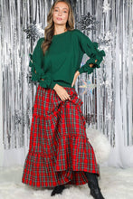 Load image into Gallery viewer, Feelin’ Festive Flowy Plaid Tiered Maxi Skirt