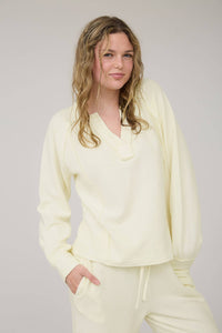 In My Comfy Era Mineral Washed Ribbed Split Neck Long Sleeve Knit Top