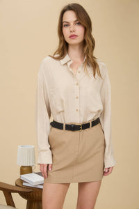 OVERSIZED BUTTON DOWN LONG SLEEVE SHIRT