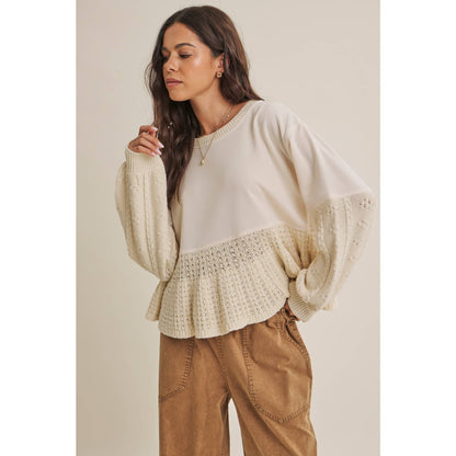 SOFT AUTUMN MIXED MEDIA SWEATER PANEL SWEATSHIRT