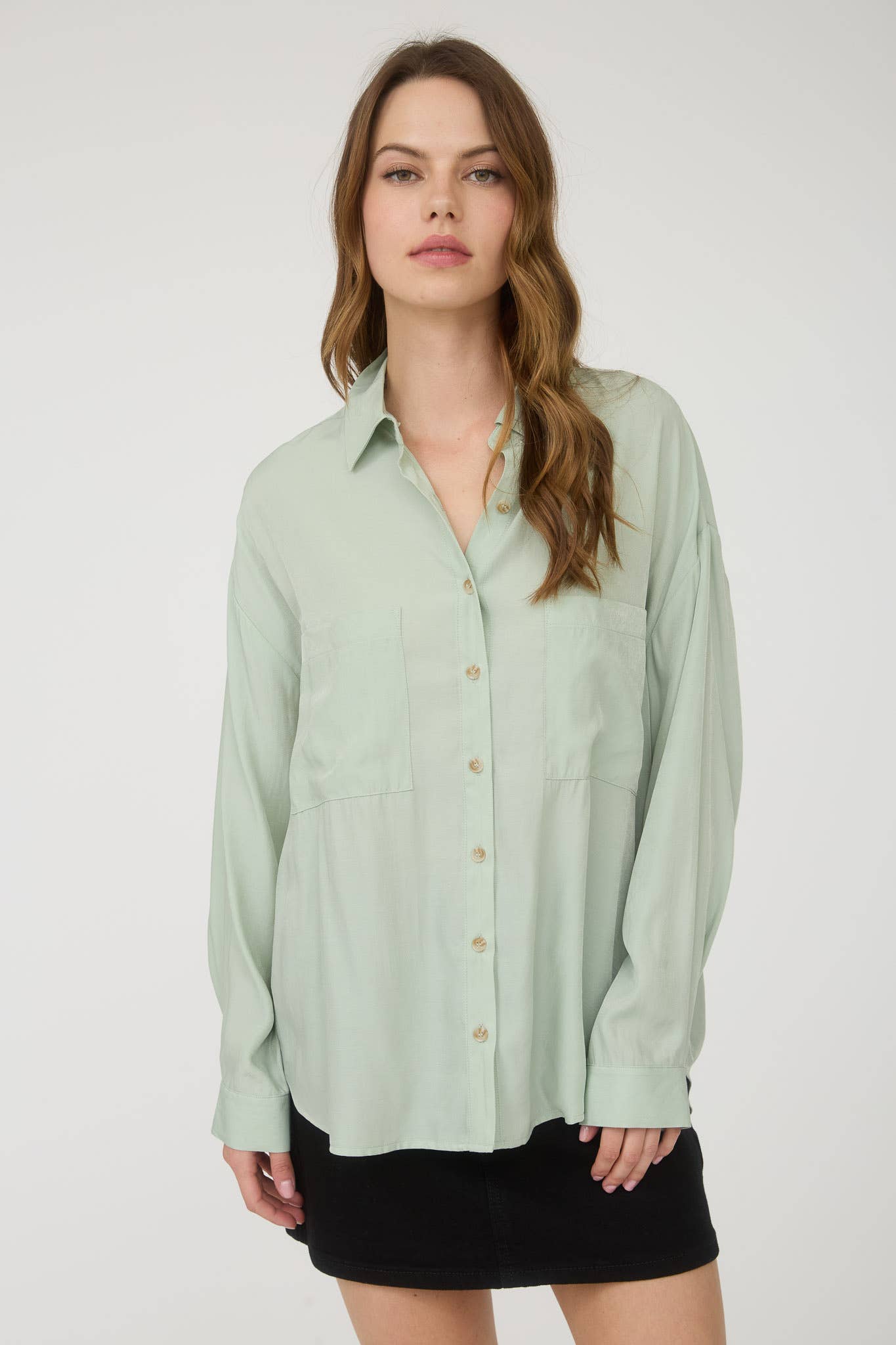Feeling Bossy Oversized Button Down Long Sleeve Top