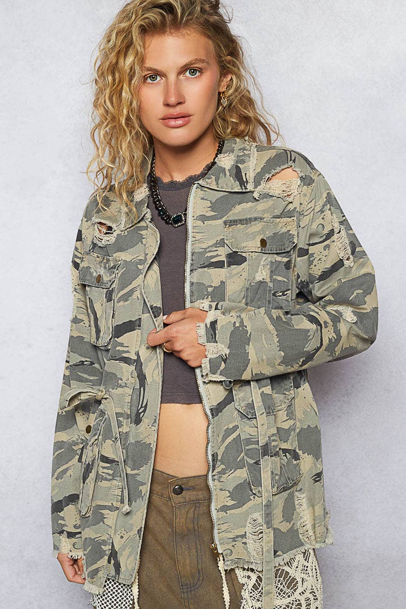 Hidden Agenda Camo Print Jacket