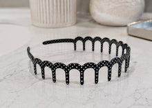 Load image into Gallery viewer, Black Polka Dot Zig-Zag Headband