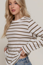 Load image into Gallery viewer, Long Sleeve Round Neck Neck Y/D Stripe Tee