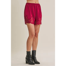 Load image into Gallery viewer, Soft Evening Satin Lace Elastic Waist Shorts