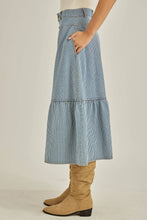Load image into Gallery viewer, Denim Pin Stripe Midi Skirt