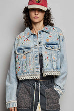 Load image into Gallery viewer, Wild Vine Floral Embroidery Denim Jacket