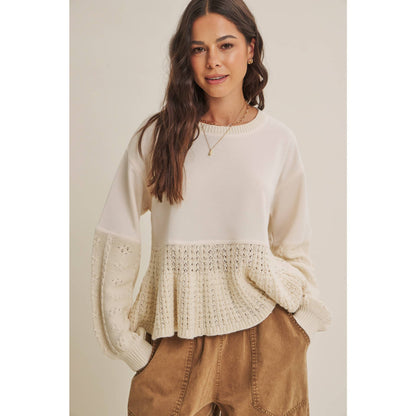 SOFT AUTUMN MIXED MEDIA SWEATER PANEL SWEATSHIRT
