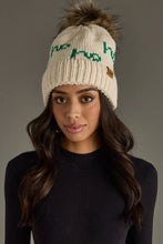 Load image into Gallery viewer, Beige &amp; Green Ho Ho Ho Pom Hat