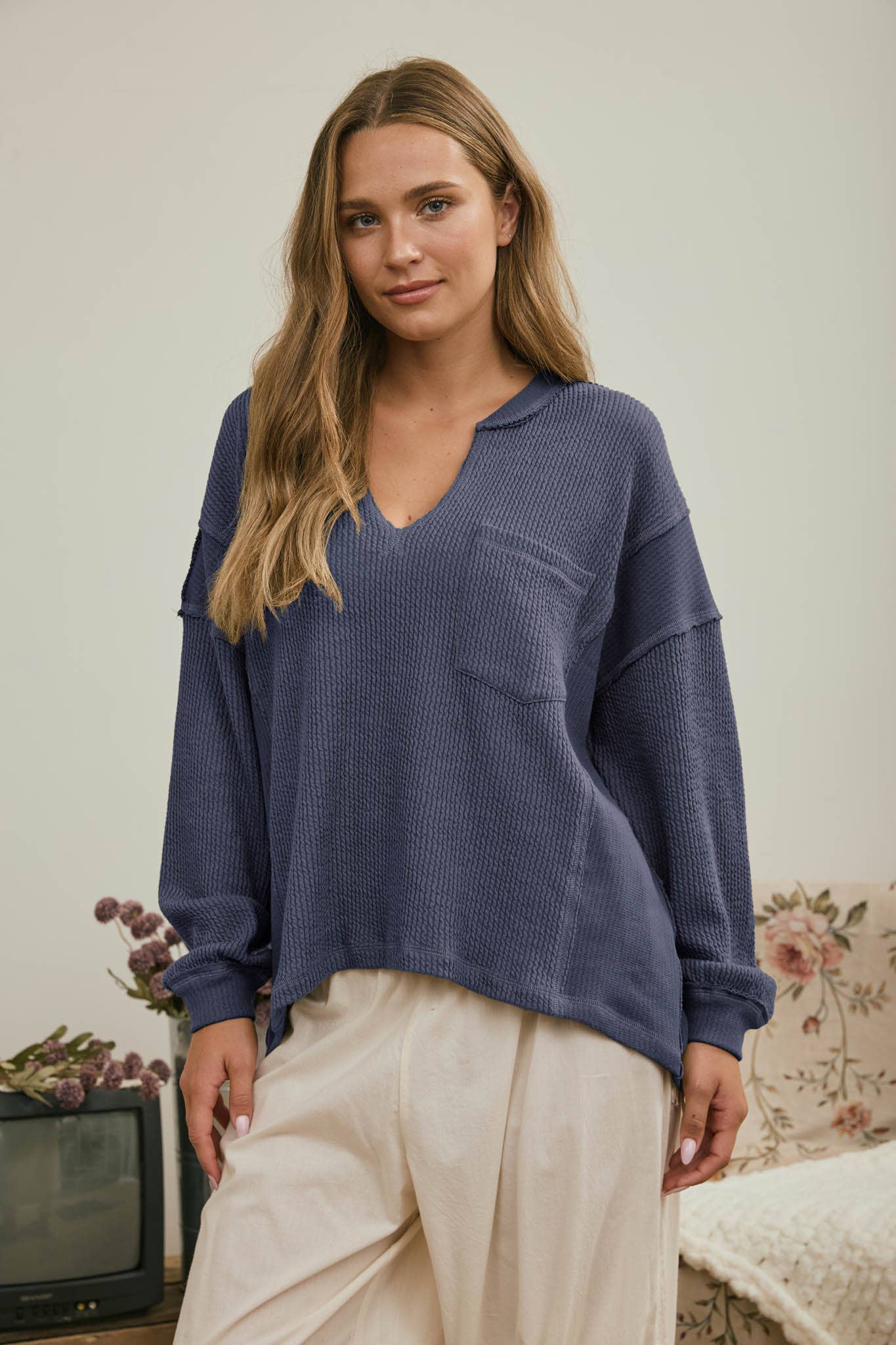 Easy Does It Split Neck Knit Top