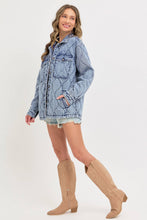 Load image into Gallery viewer, Stitched to Perfection Oversized Quilted Denim Jacket