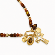 Load image into Gallery viewer, Multi Bead Cross Cluster Charm Necklace