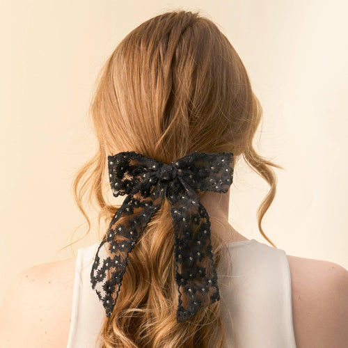 Ditzy Daisies Hair Bow-Black